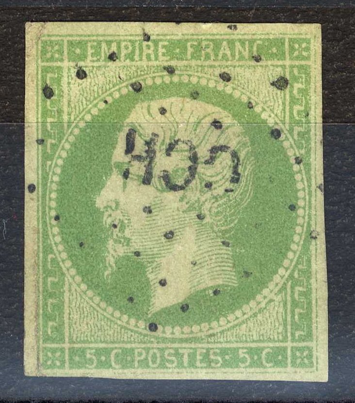 法国 - 殖民地（普通版）  - 法国 - 殖民地 - Yvert 编号8 拿破仑5分绿色-黄色 - 菱形戳记 CCH - COCHINCHINE！！ - Yvert et Tellier #1.0