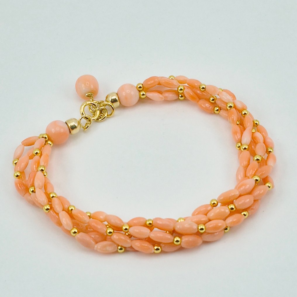 Corail - Argent, Plaqué or - Bracelet - Corallo Rosato #4.3