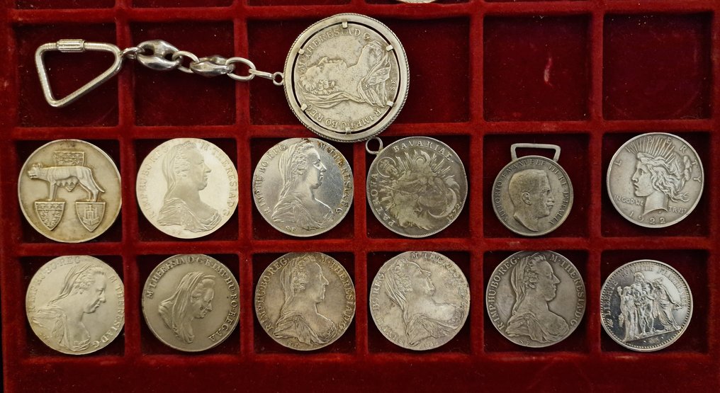 世界, 歐洲. Lotto 13 pezzi in argento incl. restrike , medaglie e monete #1.0