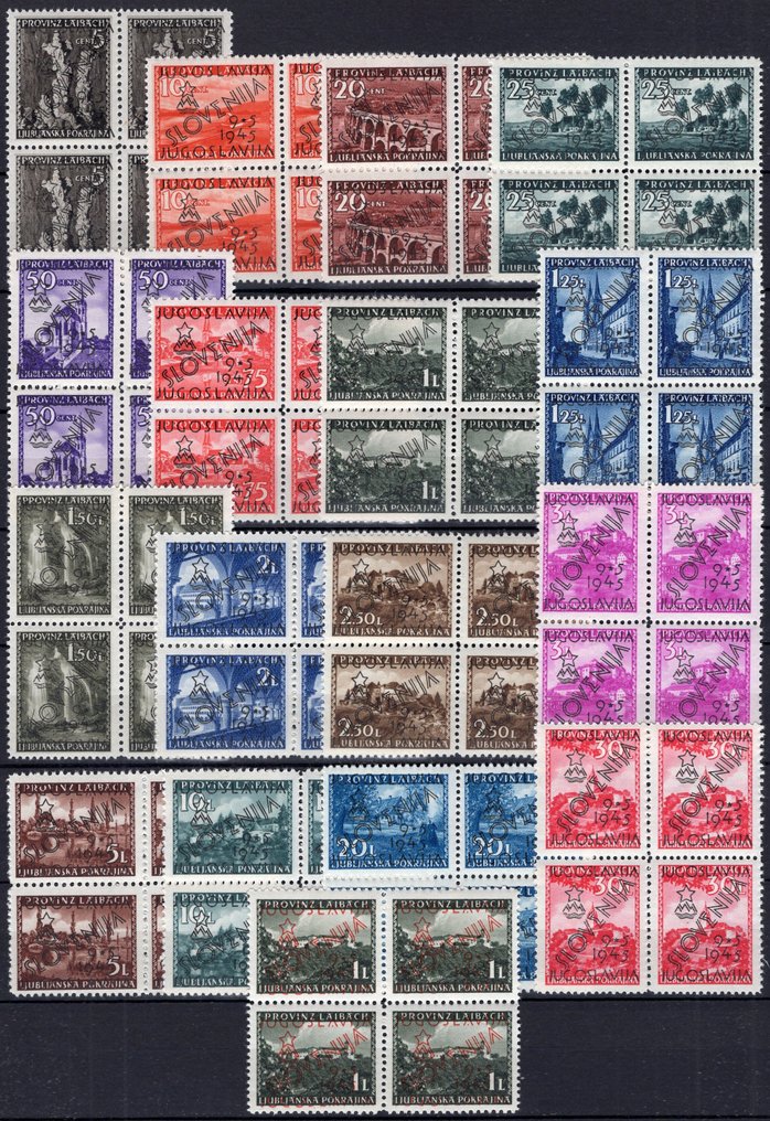 Γιουγκοσλαβία  - 1945 - Σλοβενία (Λουμπλιάνα, Λάιμπαχ) σε τετράστιχο - Νέοι (MNH) #1.0