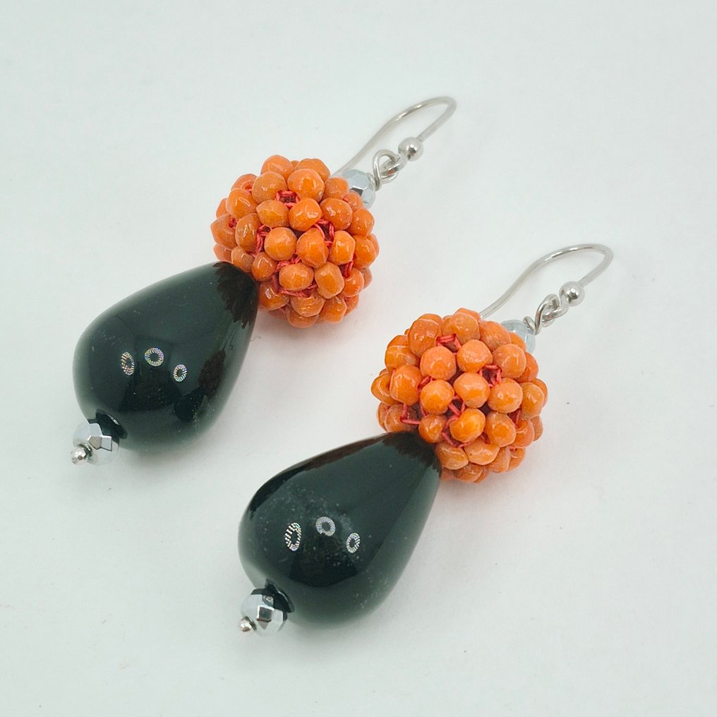 Κοράλλι αίματος - Ασημί - Σκουλαρίκια - CORALLO SCIACCA #2.1