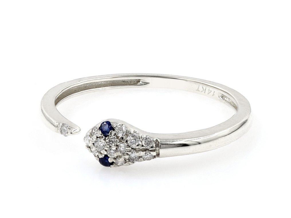 Ring - 14 kt Weißgold -  0.11ct. tw. Saphir - Diamant #2.1