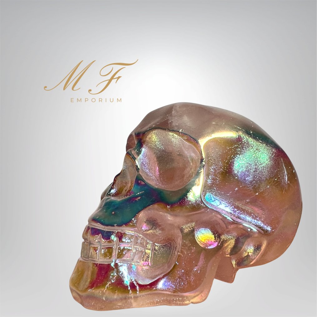 Magnificent skull in rose quartz aura. Carving - Height: 55 mm - Width: 75 mm- 280 g - (1) #2.1