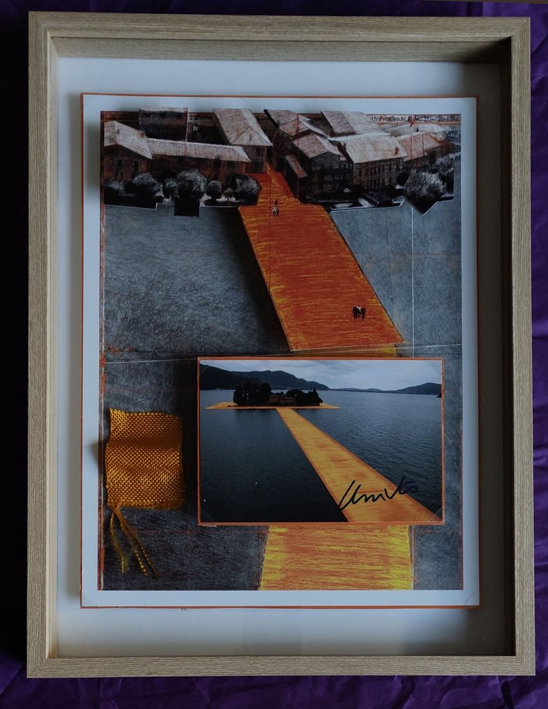 Christo & Jeanne-Claude (1935-2020) - The Floating Piers - handsigned by Christo, with original fabric #1.0