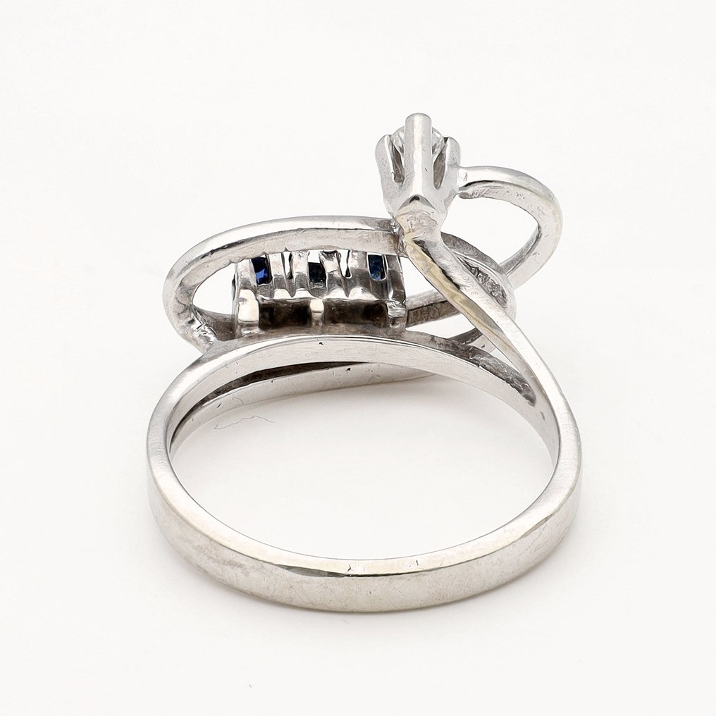 Ring - 18 karaat Witgoud Diamant (Natuurlijk)  - Saffier #3.2