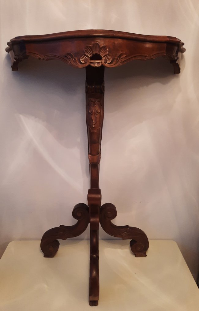 Gueridon - Luigi Filippo Style / Late Empire - Walnut - hand-carved #4.3