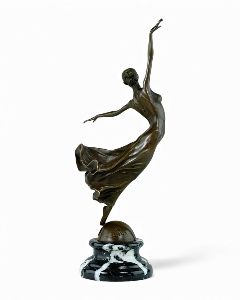 Césaro - 雕塑, Graceful Dancer - 35 cm - 黄铜色, 大理石 #4.3