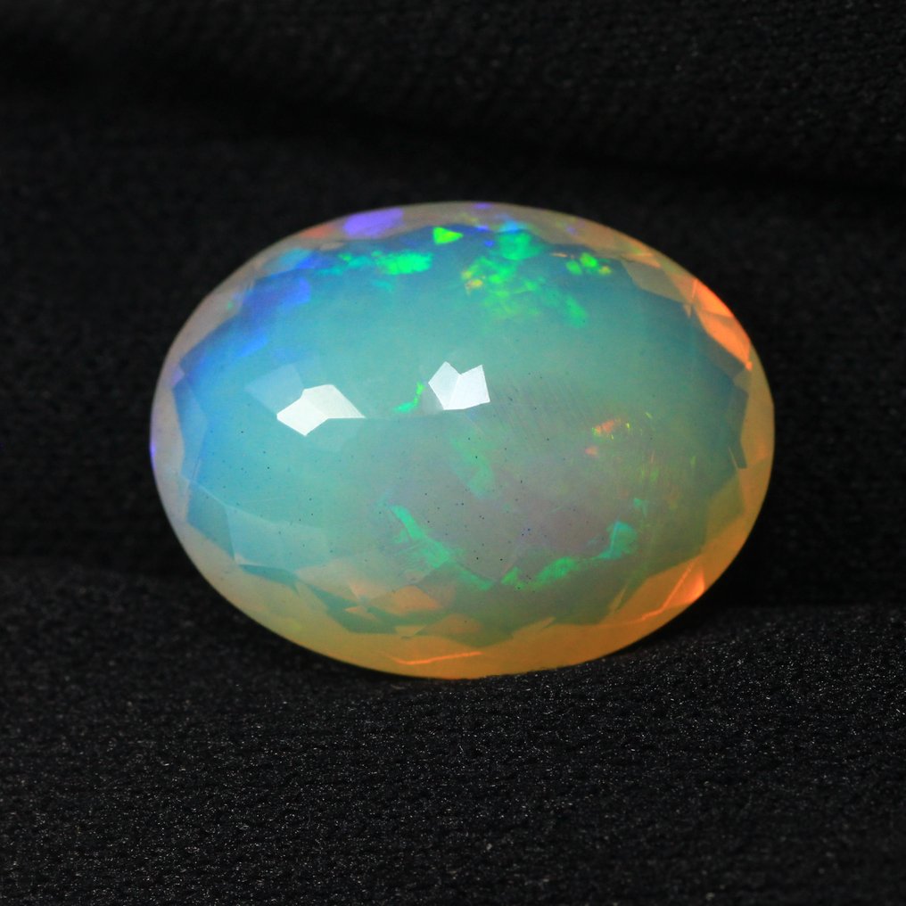 Fără preț de rezervă - 1 pcs  Alb, Multicolor, Portocaliu Opal  - 10.62 ct - IGI (Institutul gemologic internațional) - AAA Splash Play Pattern #2.1