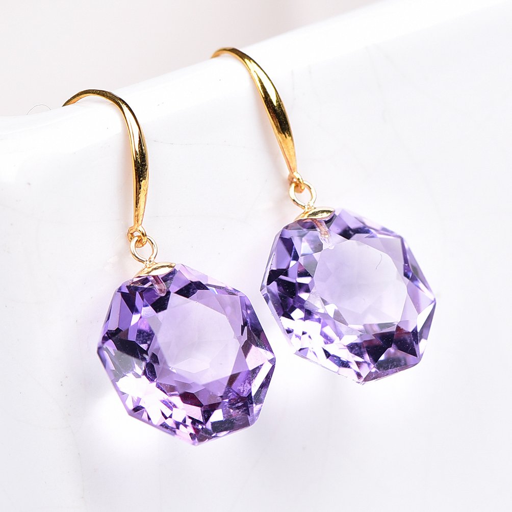 Sans prix de réserve - Boucles d'oreilles - 18 carats Or jaune Améthyste - ALGT certifié #4.3