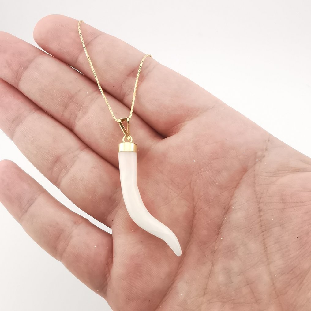 Corallo - Argento - Collana con ciondolo - intagliato a mano #1.0