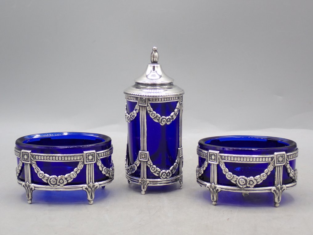 Pedro Duran - Salt cellar (3) - 两个盐罐和一个胡椒瓶 - .925 銀 #1.0