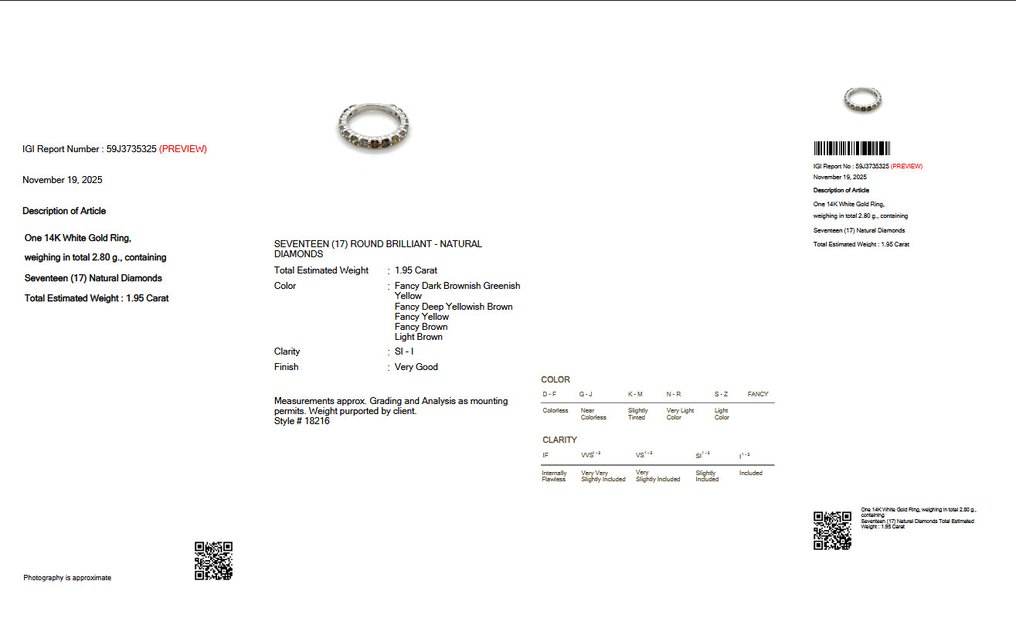 χωρίς τιμή ασφαλείας - Δαχτυλίδι - 14 καράτια Λευκός χρυσός -  1.95ct. tw. Διαμάντι (Φυσικού χρώματος) - ΙΓΙ #2.1
