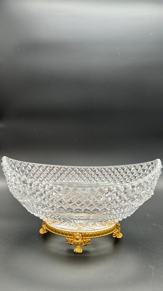Hand-Cut Lead Crystal with Bronze Base - Fruit bowl - Diamond-cut - Gilt bronze #2.1