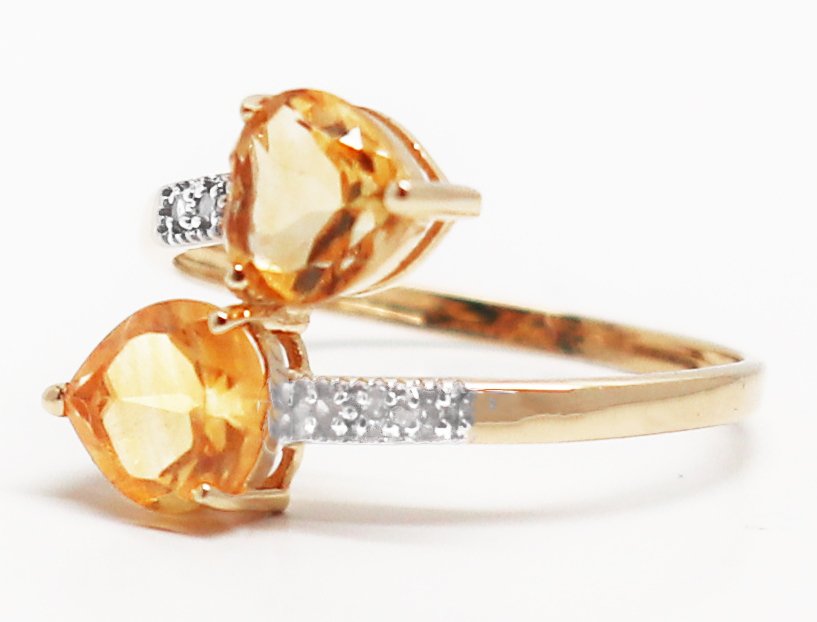 沒有保留價 - 戒指 - 14 克拉 黃金 黃水晶 - 鉆石 #2.1