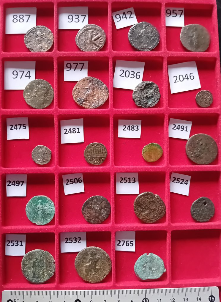 罗马帝国 Lot of 19 Roman Æ coins, to determine (#887) 1st - 4th century AD  (没有保留价) #1.0