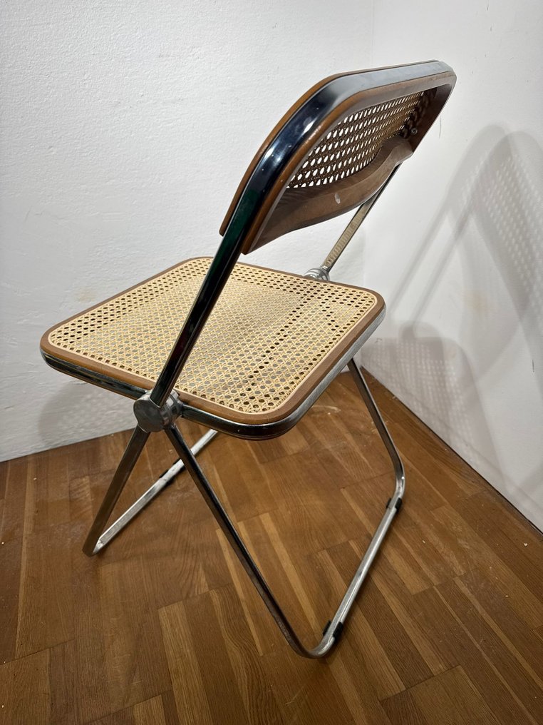 Anonima Castelli - Giancarlo Piretti - Plia Cané - Stol - Krom, Træ, Cane - Sammenklappelig stol #2.1