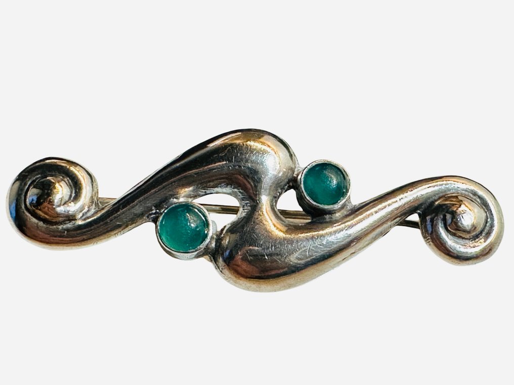 Calcedonie - Argint, 830S - Broșă - Broșă de ac Skønvirke #4.3