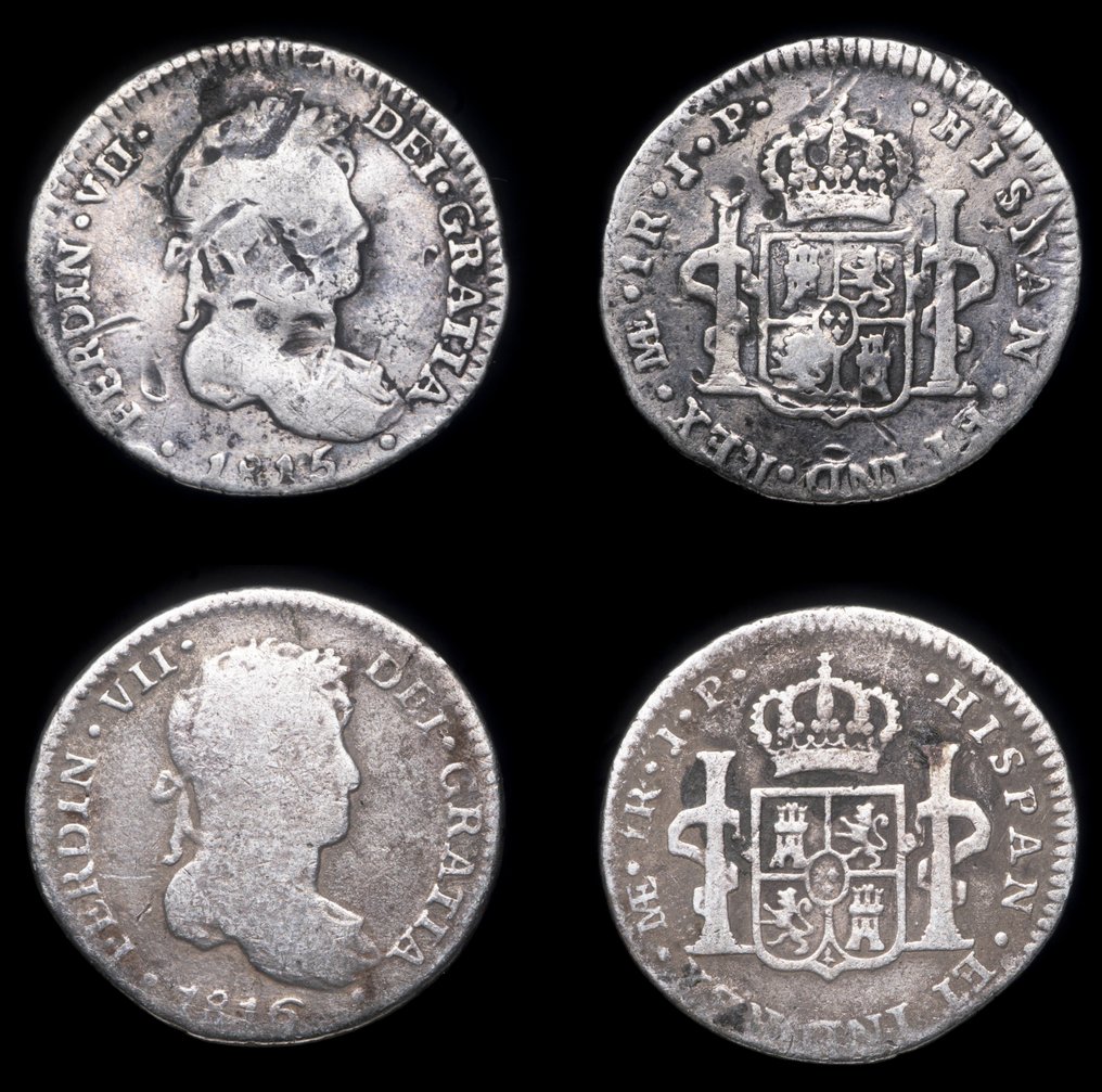 Espanjan kuningaskunta. Fernando VII. Real Lima 1815 y 1816. Lote de 2 Monedas  (Ei pohjahintaa) #1.0