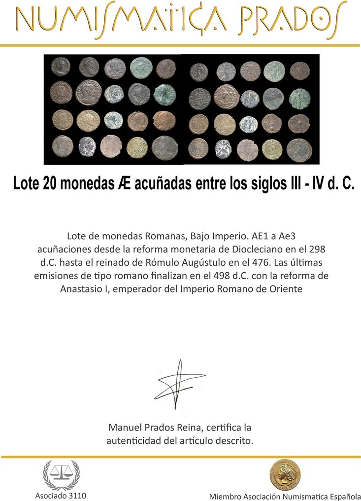 羅馬帝國 Lote 20 monedas Æ acuñadas entre los siglos III - IV d. C.  (沒有保留價) #2.1