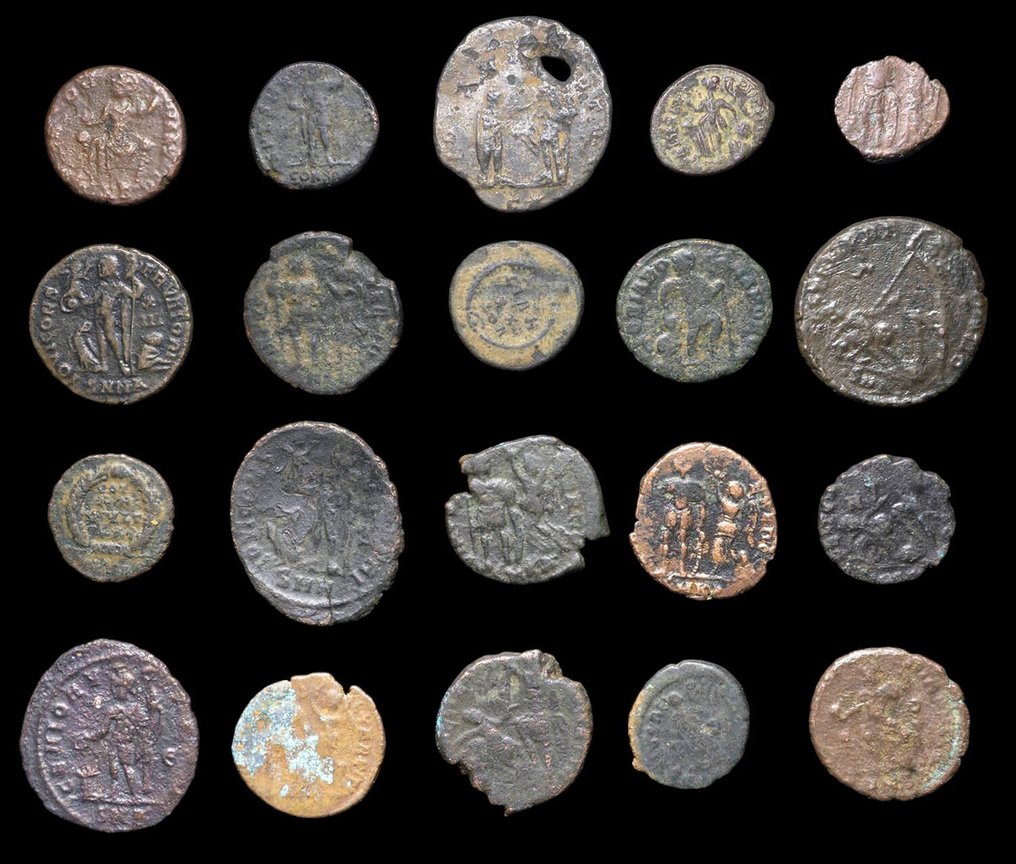 罗马帝国 Lote 20 monedas Æ acuñadas entre los siglos III - IV d. C.  (没有保留价) #1.0