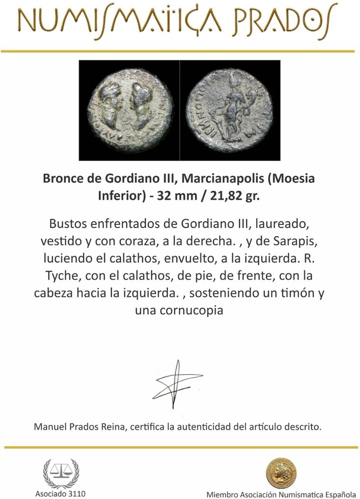 羅馬帝國 （省）. 戈爾迪安三世 (AD 238-244). Marcianapolis (Moesia Inferior)  (沒有保留價) #1.0