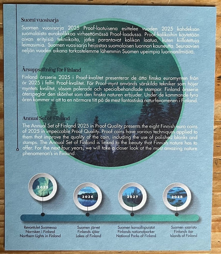 Finlandia. Jaarset 2025 Proof in cassette ( oplage slechts 500 stuks ) (Bez ceny minimalnej
) #4.3