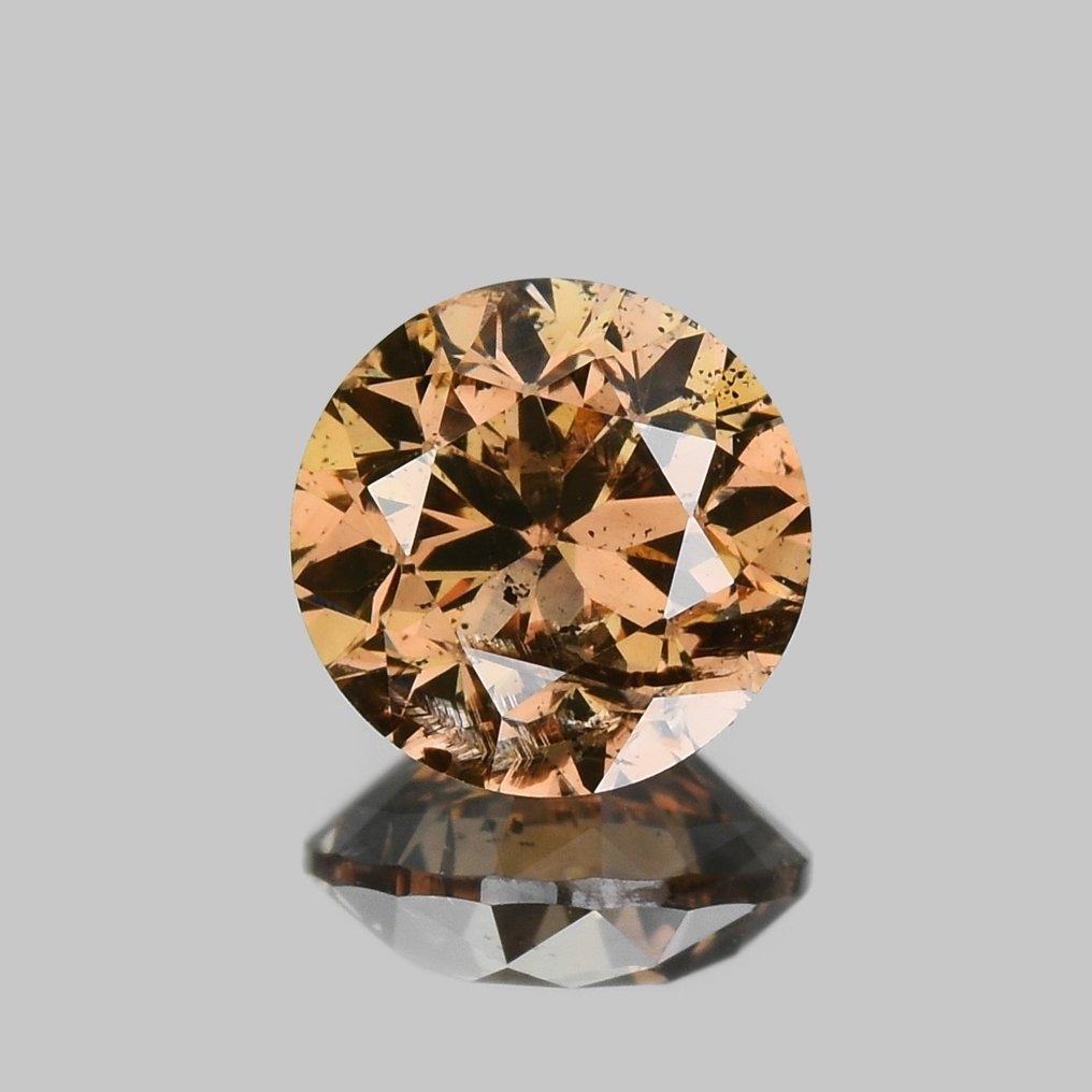 No Reserve Price - 1 pcs Diamond  (Natural coloured)  - 0.51 ct - Round - Fancy Orangy Brown - I2 - Antwerp Laboratory for Gemstone Testing (ALGT) #1.0
