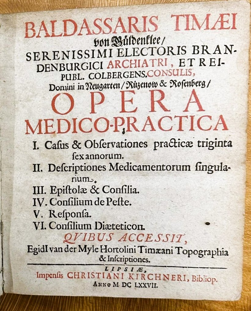 Balthasar Timaeus von Güldenklee - Opera Medico-Practica - 1677 #1.0