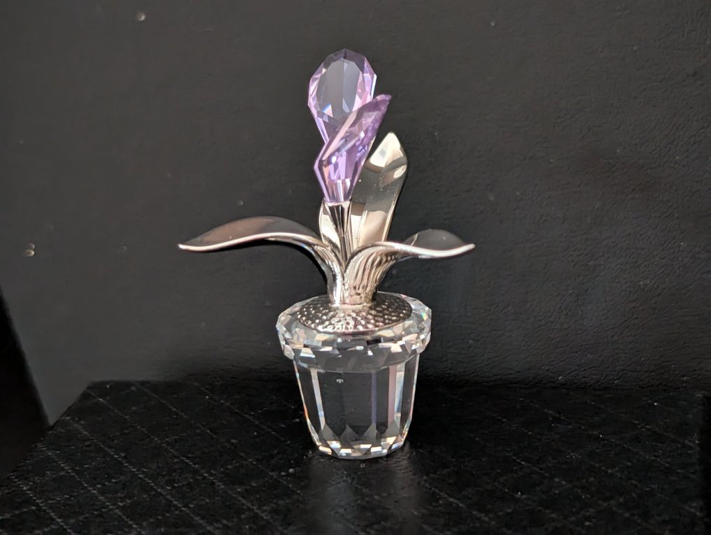 Statue, Swarovski bloem in pot - 5 cm - Crystal #1.0