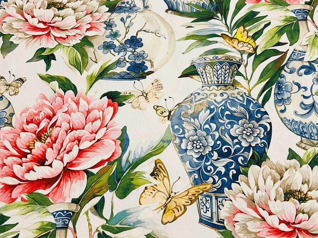 Eleganza Fiorita: Praktfullt bomullstoff med Oeko Tex - Polstringsstoff - 2.5 m - 2.8 m #3.2