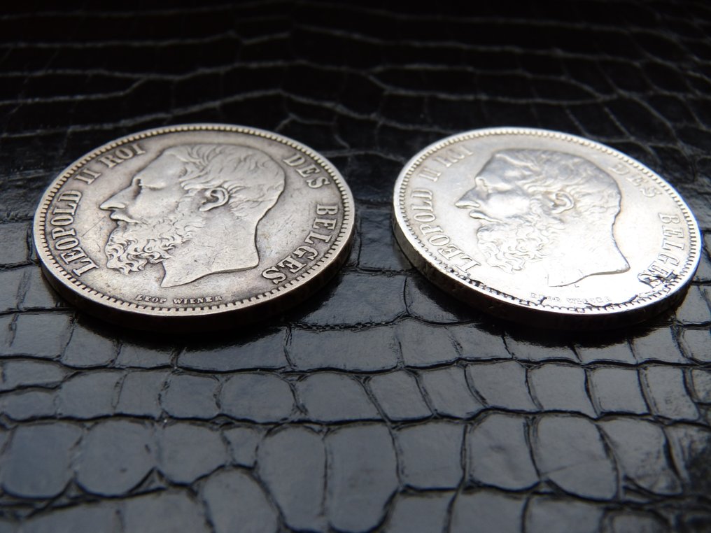 Belgium. Leopold II. 5 Francs 1868/1873  (No Reserve Price) #2.1