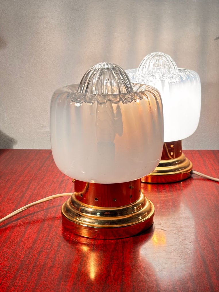 Table lamp - Glass, Brass - Pair of table lamps #1.0
