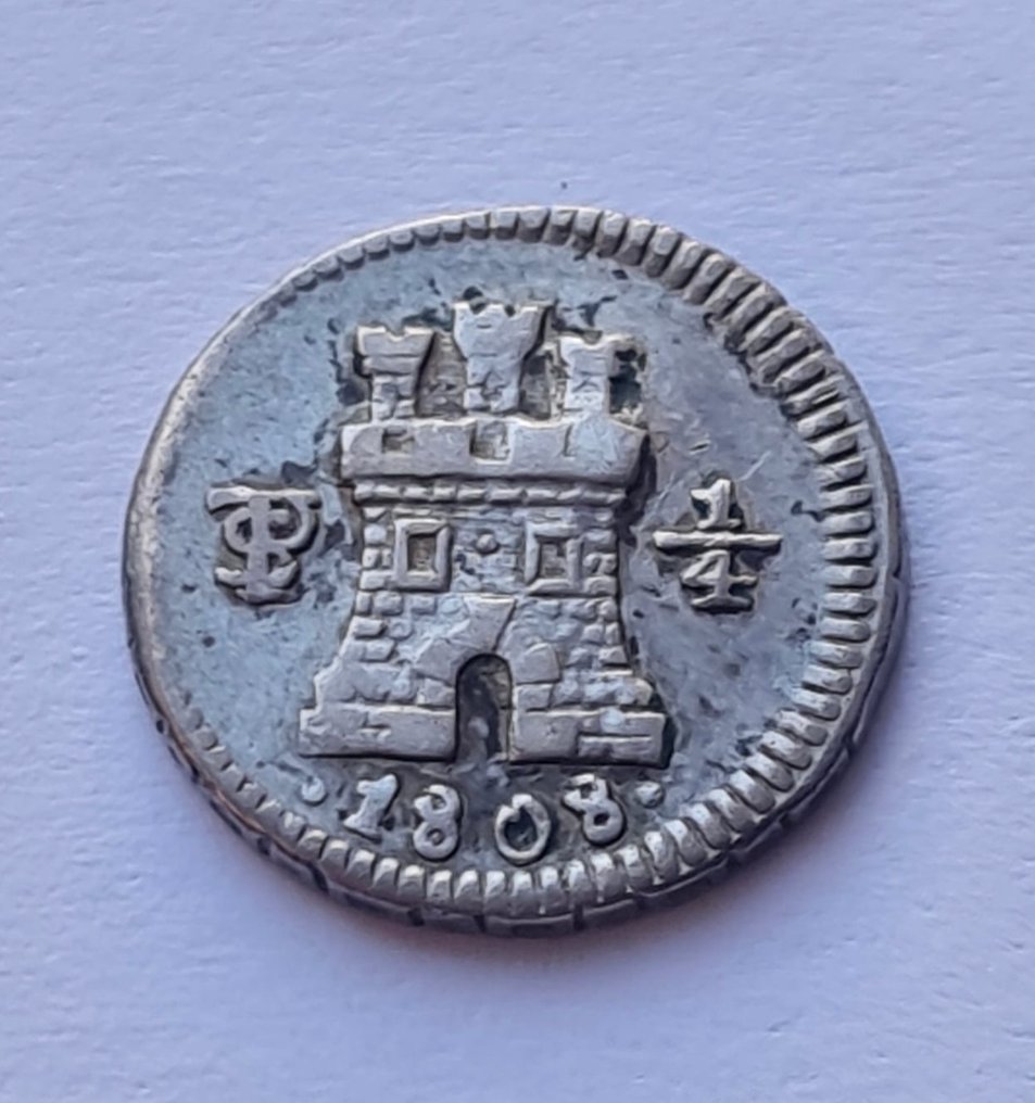 西班牙. 费尔南多七世. 1/4 Real 1808 Potosí #1.0