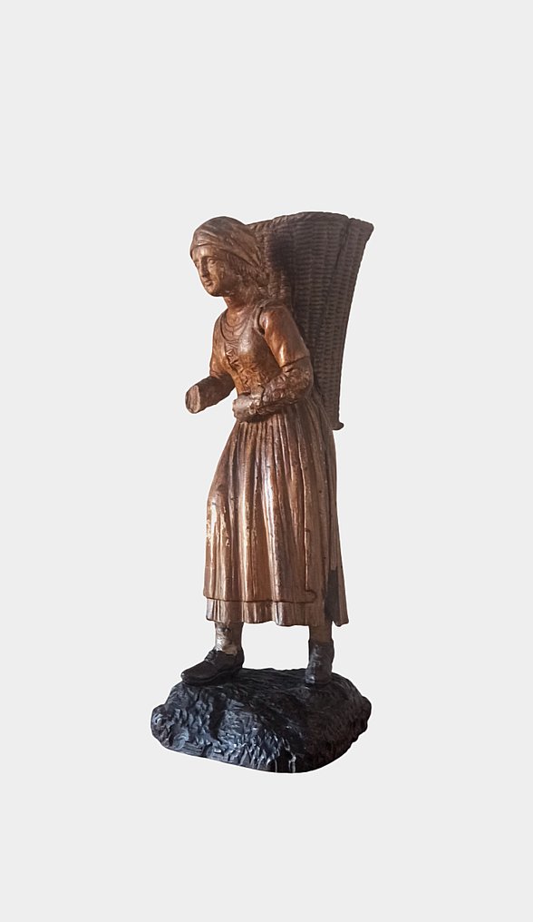 Αγαλματίδιο - Presepio - "Contadina" - XVIII secolo - 43 cm - Ξύλο #3.2