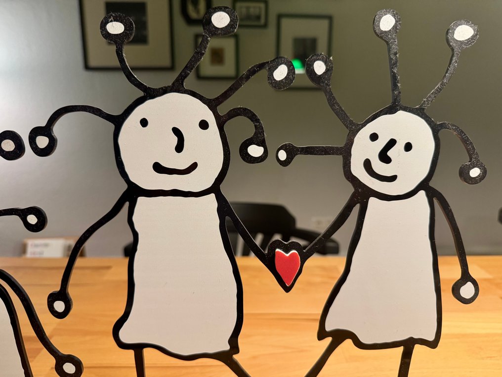 Paul Kostabi - Skulptur, SprkL Family Family Love - 42 cm - Træ, Metal - 2015 #1.0