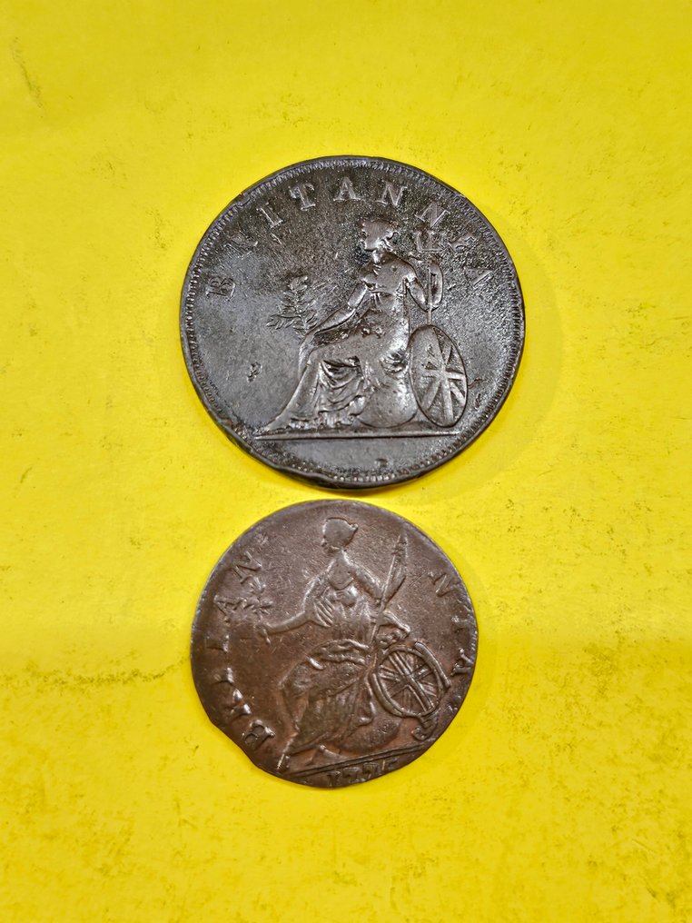 Britannia, 英国. 1 Penny 1775 + 1819 incl. Token  (没有保留价) #1.0