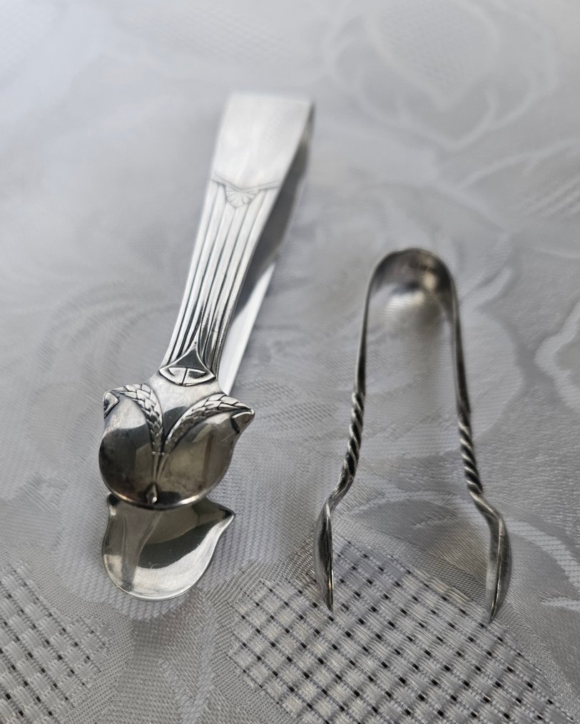 Szczypce do cukru (2) - Srebro pr. 835 - 1910-1920 - 2 srebrne cukierniczki. #1.0