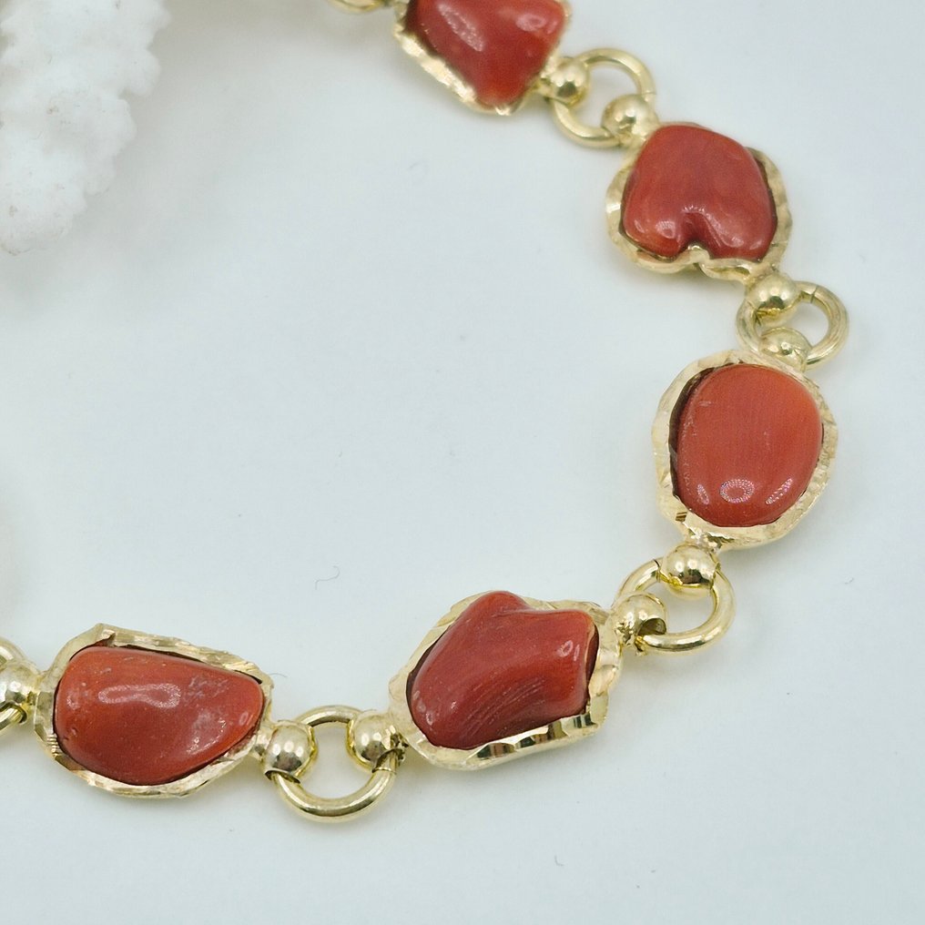 Κοράλλι αίματος - Ασημί, Gold-plated - Βραχιόλι - CORALLO MEDITERRANEO #4.3