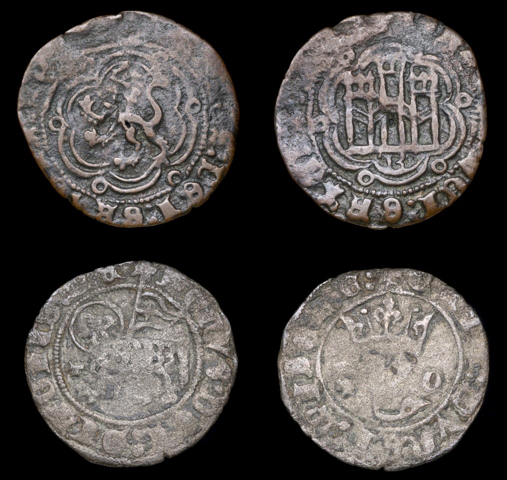 西班牙. Juan I & Juan II. Blanca Agnus Dei Toledo / Burgos. Lote de 2 monedas (没有保留价) #1.0