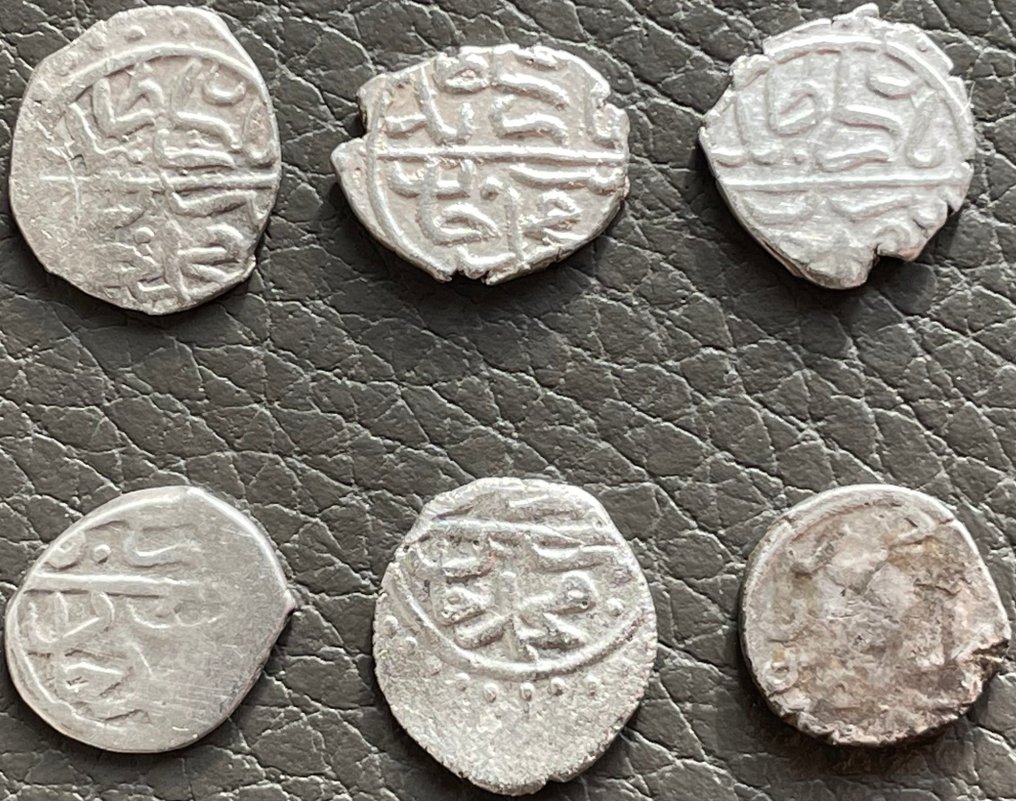 Det Osmanniske Rige, Tyrkiet. Mehmed II (Fatih/The Conqueror) & Bayezid II. Lot of 6 Akçes different types and mints AH 875-886 (15th century AD)  (Ingen mindstepris) #1.0