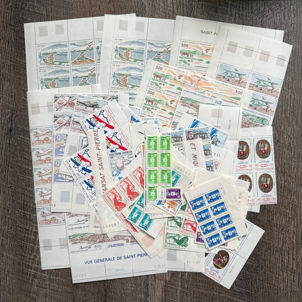Franța  - Colecție de foi, fragmente, monede datate 'Saint Pierre et Miquelon', inclusiv Marianne în noi. #1.0