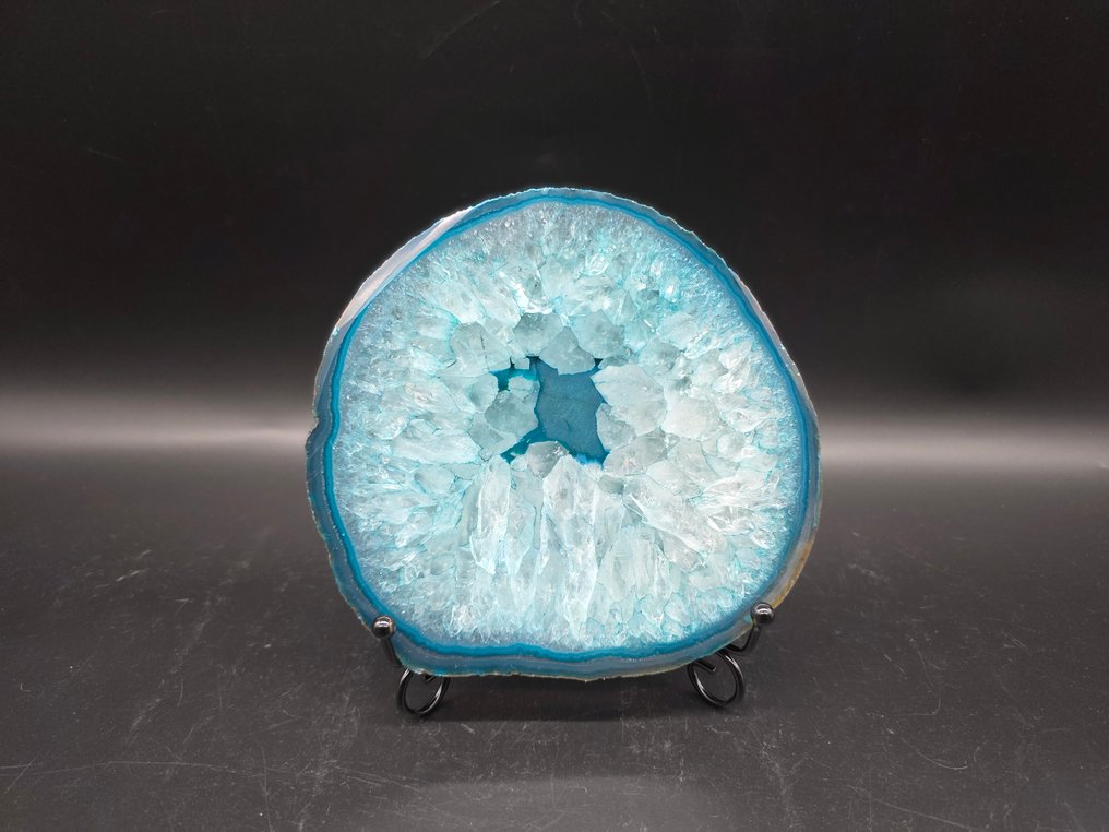 Kristallachatplatte + Ständer - Höhe: 16 cm - Breite: 17 cm- 1044 g #1.0