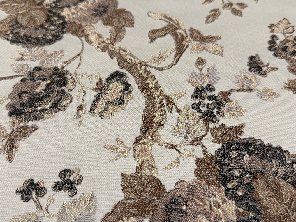 Eleganță silențioasă: lampasso din mătase neutru cu modele intelaiate în tonuri naturale. - Țesătură tapițerie - 2.5 m - 1.4 m #1.0