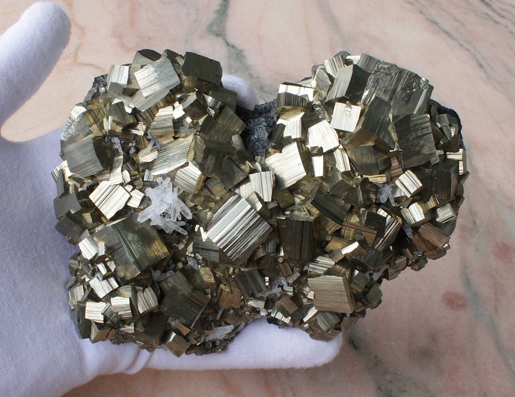 Pirite Cluster di cristallo - Altezza: 131 mm - Larghezza: 97 mm- 1145 g - (1) #3.2