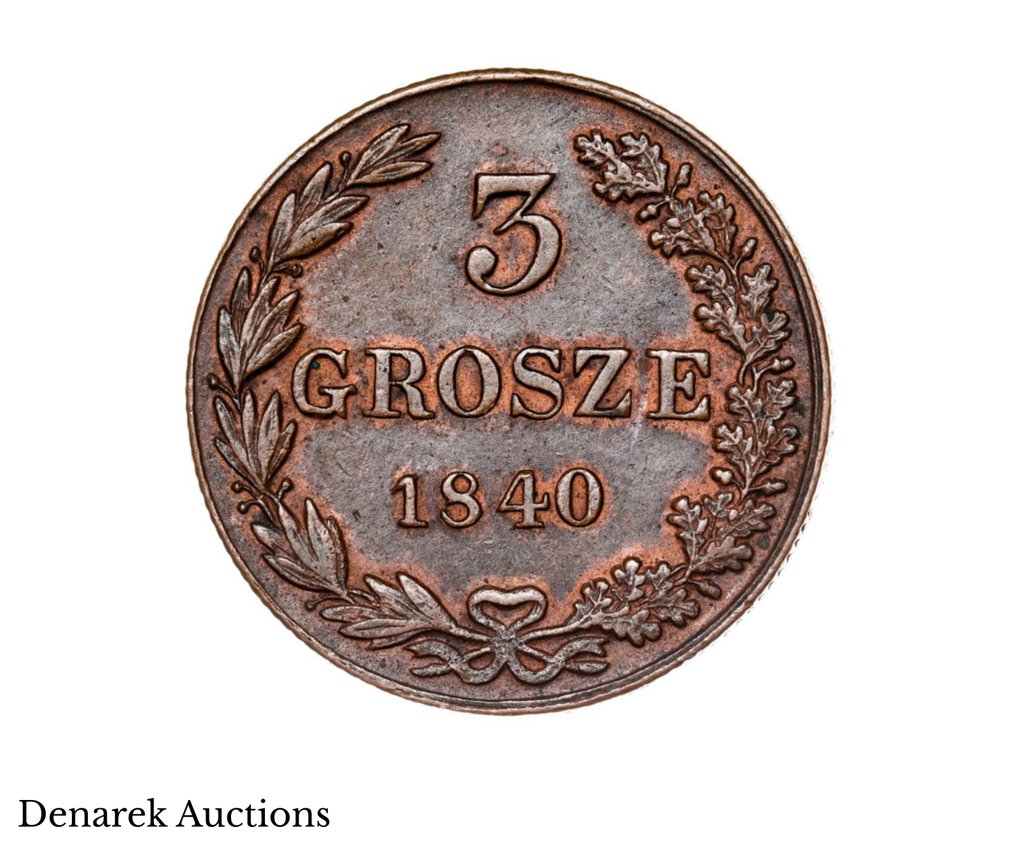 Royaume de Pologne, Russie. Nicholas I. 3 Groschen (Trojak) 1840 - Warsaw mint - Rare Condition #2.1