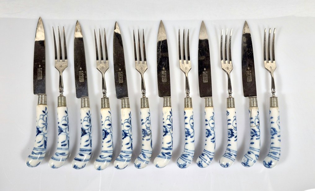 F. Herder Abr Sohn - Servizio di posate (12) - Porcellana, Acciaio #1.0