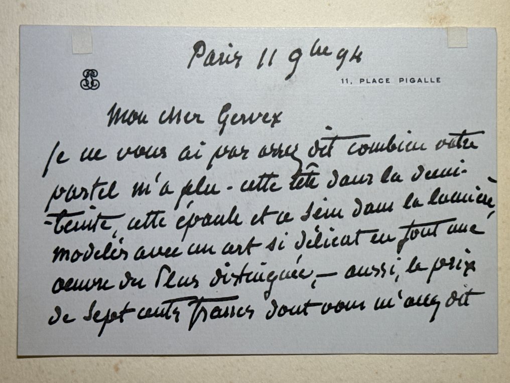 Henri Gervex (1852-1929) and Pierre Puvis de Chavannes (1824–1898) famous french painters - 2 Autograph signed letters and one carde de visit + 1 letter of Minister of war Marquis de Galliffet - 1890 #4.3