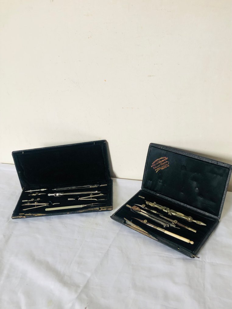 Kompas suchy (2) - Mosiądz, Kość słoniowa - Coppin d’architecture & industriel. - instrumenty stare #1.0