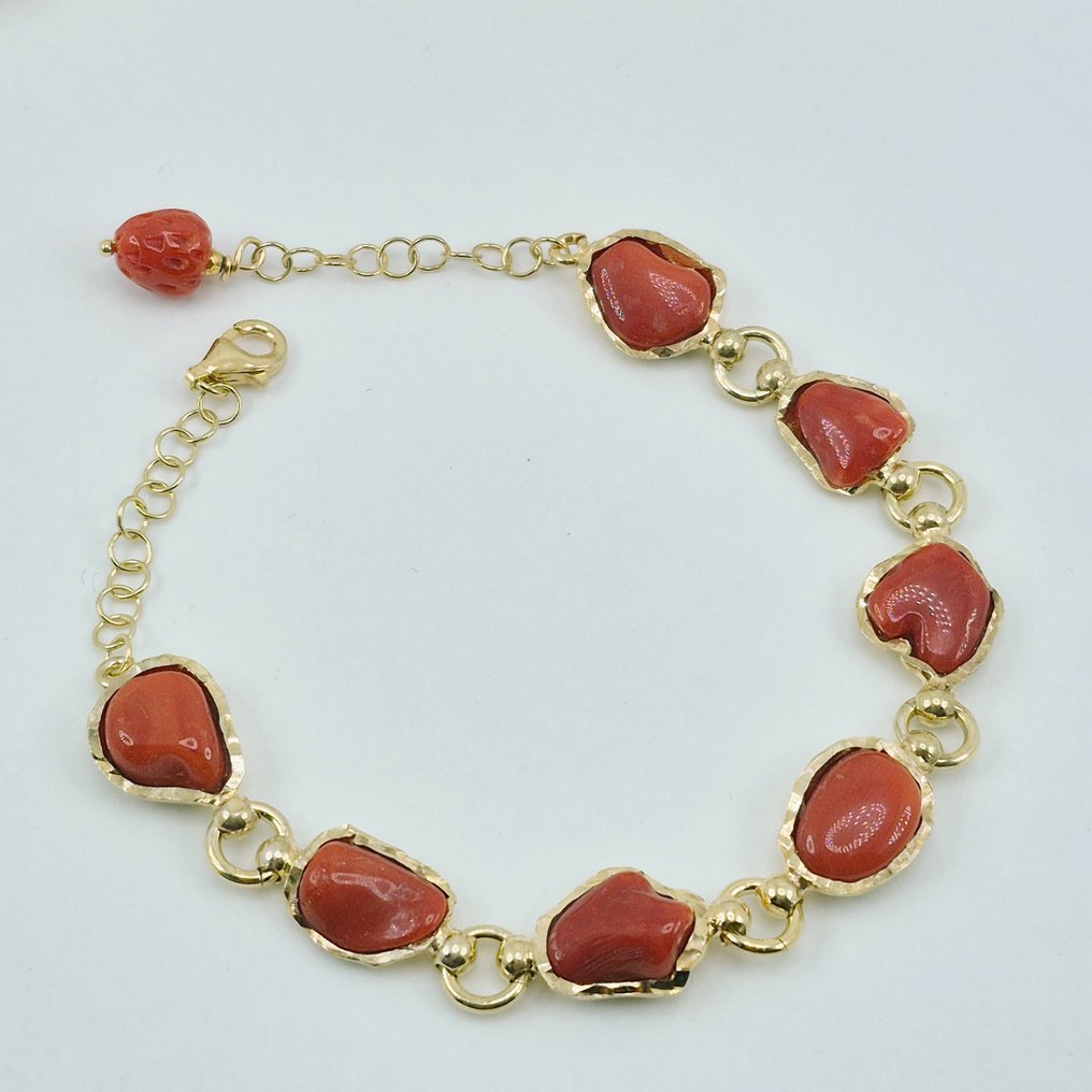 Κοράλλι αίματος - Ασημί, Gold-plated - Βραχιόλι - CORALLO MEDITERRANEO #3.2