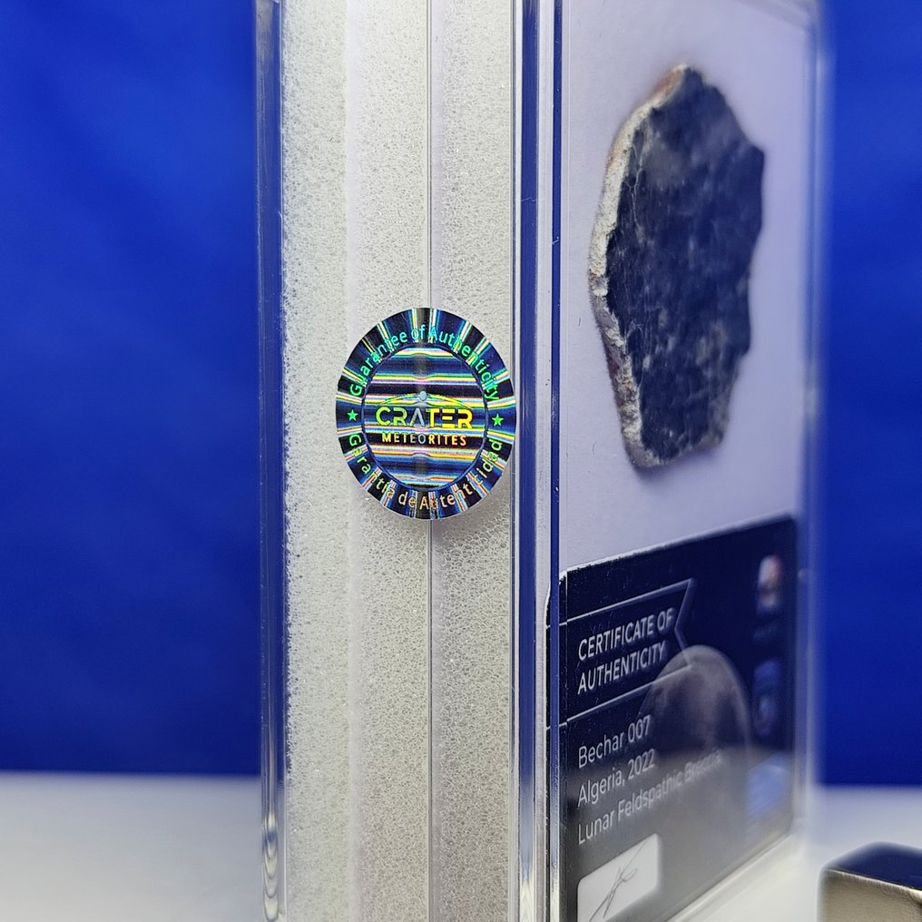 -3.5 cm!- Authentic LUNAR METEORITE SLICE -feldspathic breccia-. BECHAR 007 (Algeria, 2022). Without reserve price! - 4.4 g #1.0
